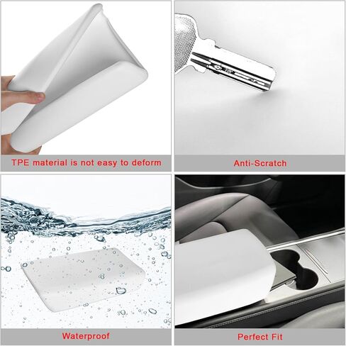 غطاء وحدة التحكم المركزية ENOCHT متوافق مع طراز Tesla 3 موديل Y 2023/2022 مقاوم للماء ومضاد للانزلاق لصندوق مسند الذراع يغطي الملحقات العالمية باللون الأبيض 2016-2024 (غير متوافق مع موديل 2024 3) in Kuwait