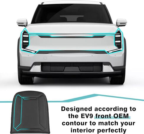 BestEvMod Center Console Armrest Pad Cover Compatible with Kia EV9 2024 Accessories Extra Soft Microfiber Leather Protector Seat Armrest Cover (Black/Black Stiching) in Kuwait