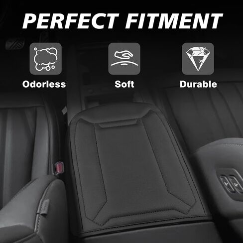 BestEvMod Center Console Armrest Pad Cover Compatible with Kia EV9 2024 Accessories Extra Soft Microfiber Leather Protector Seat Armrest Cover (Black/Black Stiching) in Kuwait