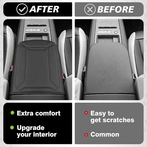 BestEvMod Center Console Armrest Pad Cover Compatible with Kia EV9 2024 Accessories Extra Soft Microfiber Leather Protector Seat Armrest Cover (Black/Black Stiching) in Kuwait