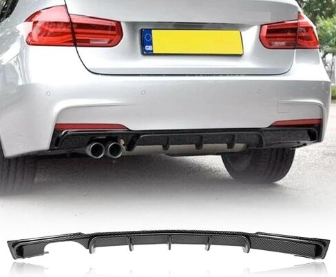 F30 ناشر المصد الخلفي متوافق مع BMW F30 Sedan Diffuser 2013-2018 (منفذ مزدوج جانب واحد)، ألياف الكربون غمس مائي in Kuwait