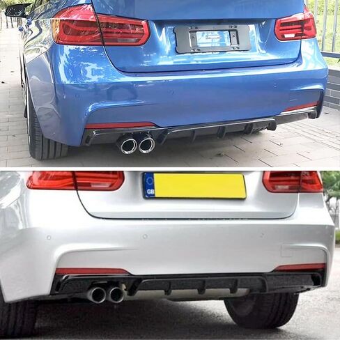F30 ناشر المصد الخلفي متوافق مع BMW F30 Sedan Diffuser 2013-2018 (منفذ مزدوج جانب واحد)، ألياف الكربون غمس مائي in Kuwait