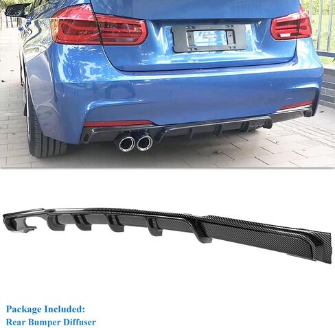 F30 ناشر المصد الخلفي متوافق مع BMW F30 Sedan Diffuser 2013-2018 (منفذ مزدوج جانب واحد)، ألياف الكربون غمس مائي in Kuwait
