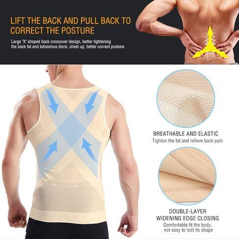 NonEcho الرجال ملابس داخلية ضغط القمصان الداخلية التخسيس الجسم المشكل الخصر المدرب تانك سترة علوية مع سحاب in Kuwait