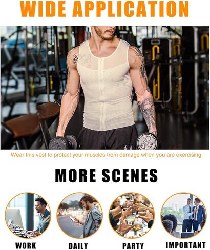 NonEcho الرجال ملابس داخلية ضغط القمصان الداخلية التخسيس الجسم المشكل الخصر المدرب تانك سترة علوية مع سحاب in Kuwait