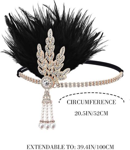 GORTIN 1920's Flapper Feather Headband Art Deco Headpiece Inspired Leaf Medallion Pearl Headband in Saudi Arabia