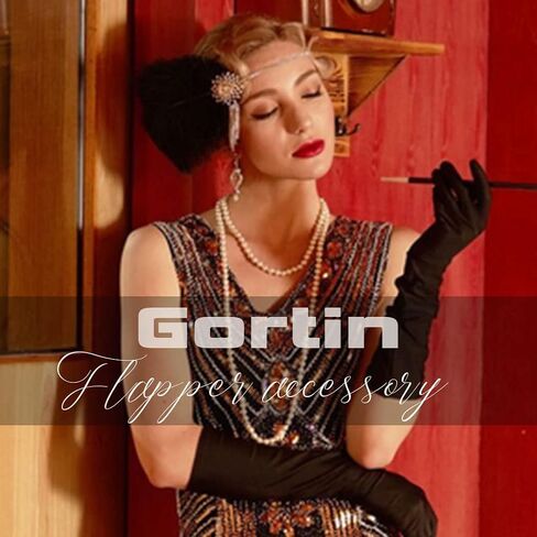 GORTIN 1920's Flapper Feather Headband Art Deco Headpiece Inspired Leaf Medallion Pearl Headband in Saudi Arabia