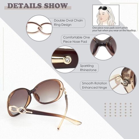 Sunier Sunglasses Womens Polarized Trendy Oversized Sun Glasses Fashion Ladies Shades 100% UV400 Protection S85 in Kuwait