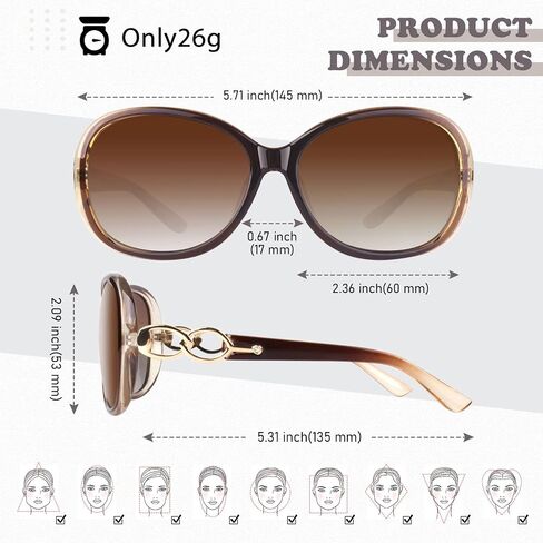Sunier Sunglasses Womens Polarized Trendy Oversized Sun Glasses Fashion Ladies Shades 100% UV400 Protection S85 in Kuwait