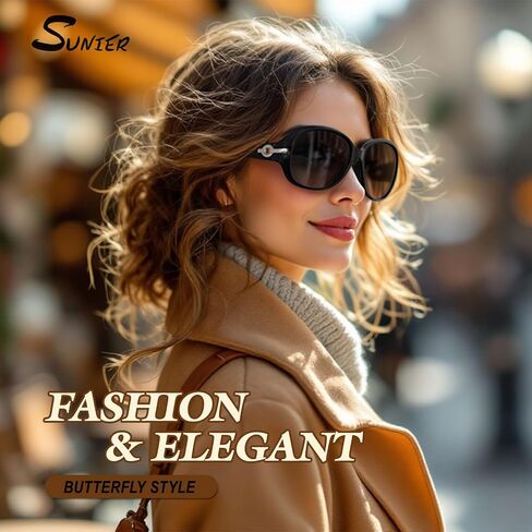 Sunier Sunglasses Womens Polarized Trendy Oversized Sun Glasses Fashion Ladies Shades 100% UV400 Protection S85 in Kuwait