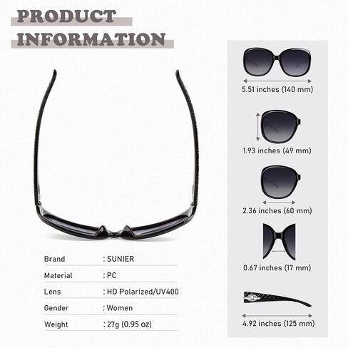 Sunier Sunglasses Womens Polarized Trendy Oversized Sun Glasses Fashion Ladies Shades 100% UV400 Protection S85 in Kuwait