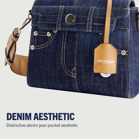 True Religion Women's Shoulder Bag Purse, Jean Pocket Mini Flap Crossbody Handbag with Adjustable Strap in Saudi Arabia