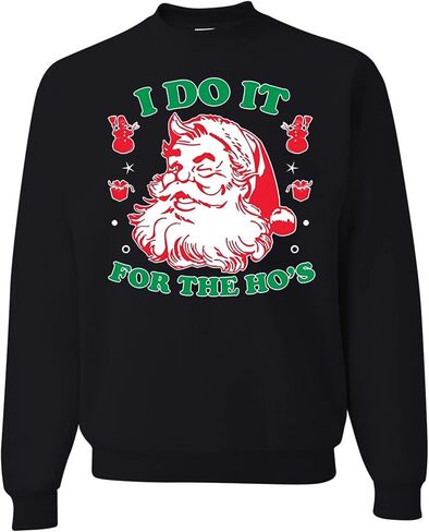 wild custom apparel I Do it for the Hos Ugly Christmas Sweater Crewneck Sweatshirt in Kuwait