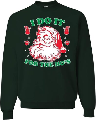 wild custom apparel I Do it for the Hos Ugly Christmas Sweater Crewneck Sweatshirt in Kuwait