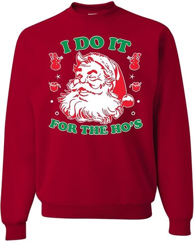 wild custom apparel I Do it for the Hos Ugly Christmas Sweater Crewneck Sweatshirt in Kuwait