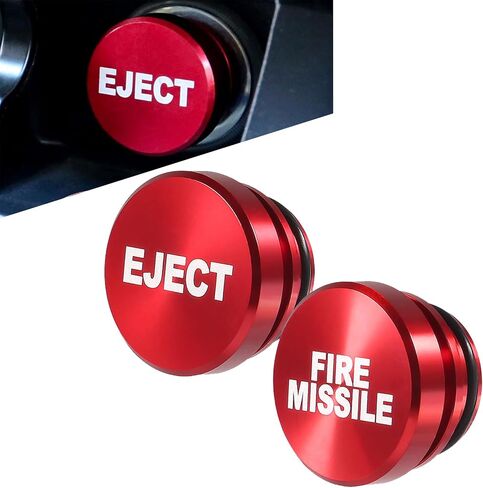 2 PCS Car Cigarette Lighter Cover, Eject+FIRE Missile 12V Metal Cigarette Lighter Dust Cover, Cigarette Lighter Button Plug Cap, Universal Decorative Accessories for Most Cars (Red) in Saudi Arabia