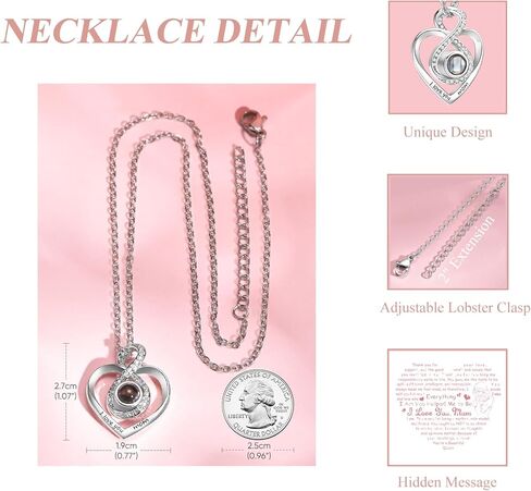 هدايا عيد الأم من VNOX، وردة حمراء حقيقية محفوظة مع قلادة أحبك، هدايا للأم من ابنتها، وردة زهور أبدية فريدة من نوعها مع قلادة قلب فضية لا نهاية لها للنساء في عيد الحب وعيد الميلاد هدية عيد ميلاد للأم ماما in Kuwait