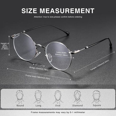 WAZIR Round Computer Blue Light Blocking Glasses For Women/Men, Lightweight, Metal Frame, Anti-Glare, Anti-Eyestrain, Gaming in Saudi Arabia