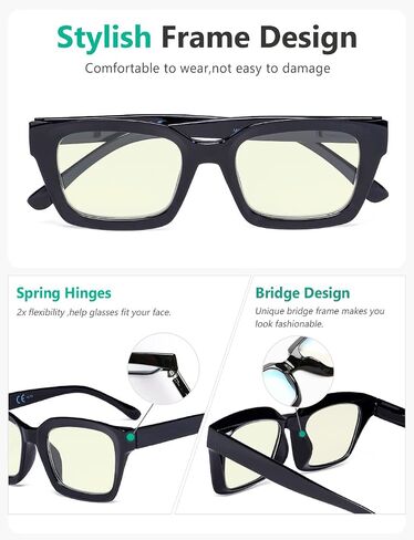 مجموعة نظارات كمبيوتر للسيدات مكونة من 4 قطع من Eyekepper بتصميم مربع كبير الحجم وقارئات مرشح الضوء الأزرق +1.50 in Kuwait