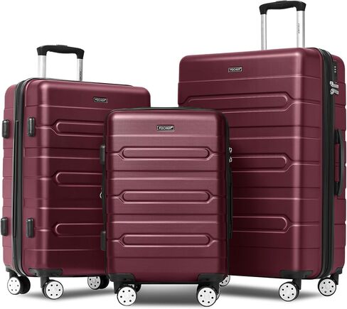FOCHIER F Hardside 3 Piece Expandable Luggage Set with TSA Lock, Hard Shell Rolling Suitcase Set with Spinner Wheels for Women Man, 20 24 28 Inch Travel Luggage, Burgundy in Saudi Arabia