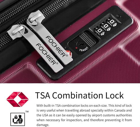 FOCHIER F Hardside 3 Piece Expandable Luggage Set with TSA Lock, Hard Shell Rolling Suitcase Set with Spinner Wheels for Women Man, 20 24 28 Inch Travel Luggage, Burgundy in Saudi Arabia