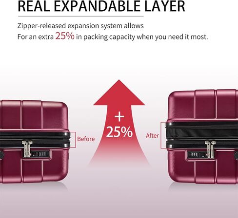 FOCHIER F Hardside 3 Piece Expandable Luggage Set with TSA Lock, Hard Shell Rolling Suitcase Set with Spinner Wheels for Women Man, 20 24 28 Inch Travel Luggage, Burgundy in Saudi Arabia