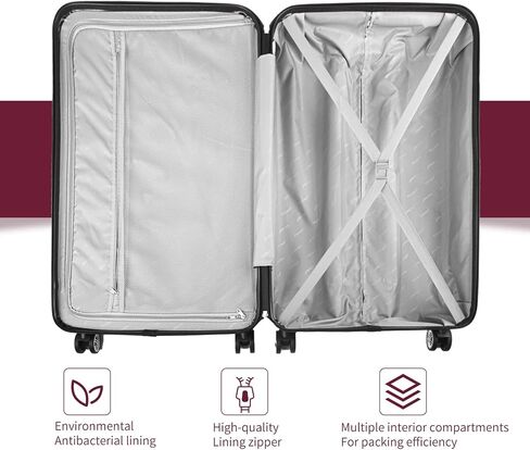 FOCHIER F Hardside 3 Piece Expandable Luggage Set with TSA Lock, Hard Shell Rolling Suitcase Set with Spinner Wheels for Women Man, 20 24 28 Inch Travel Luggage, Burgundy in Saudi Arabia
