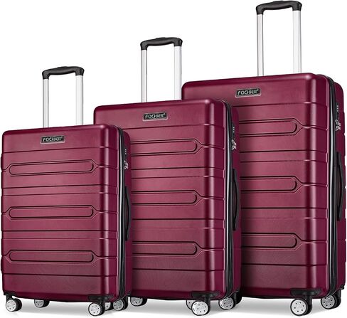 FOCHIER F Hardside 3 Piece Expandable Luggage Set with TSA Lock, Hard Shell Rolling Suitcase Set with Spinner Wheels for Women Man, 20 24 28 Inch Travel Luggage, Burgundy in Saudi Arabia
