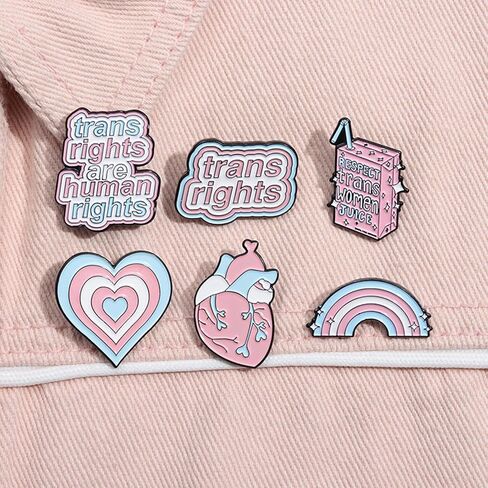 DD-life 6/12 Pcs Trans Rights Are Human Rights Brooch,Transgender Pride Pin,Heart Organ Rainbow Enamel Brooch Pin,Rainbow Pride Pins,Cartoon Milk Box Pin Brooch in Saudi Arabia