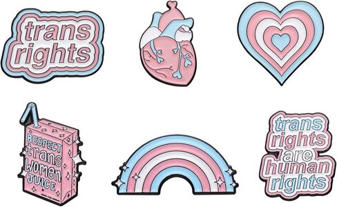 DD-life 6/12 Pcs Trans Rights Are Human Rights Brooch,Transgender Pride Pin,Heart Organ Rainbow Enamel Brooch Pin,Rainbow Pride Pins,Cartoon Milk Box Pin Brooch in Saudi Arabia