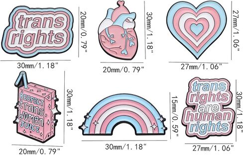DD-life 6/12 Pcs Trans Rights Are Human Rights Brooch,Transgender Pride Pin,Heart Organ Rainbow Enamel Brooch Pin,Rainbow Pride Pins,Cartoon Milk Box Pin Brooch in Saudi Arabia