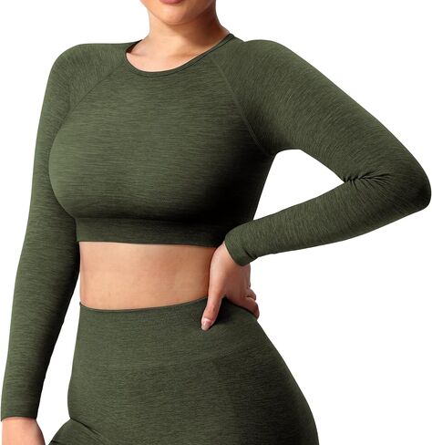YEOREO Seamless Long Sleeve Crop Gym Shirts for Women Workout Yoga Tops Women Shirt in Saudi Arabia