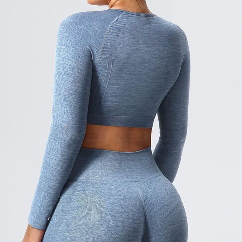 YEOREO Seamless Long Sleeve Crop Gym Shirts for Women Workout Yoga Tops Women Shirt in Saudi Arabia