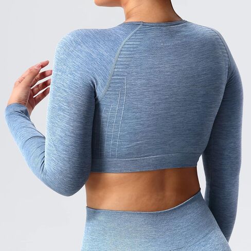 YEOREO Seamless Long Sleeve Crop Gym Shirts for Women Workout Yoga Tops Women Shirt in Saudi Arabia