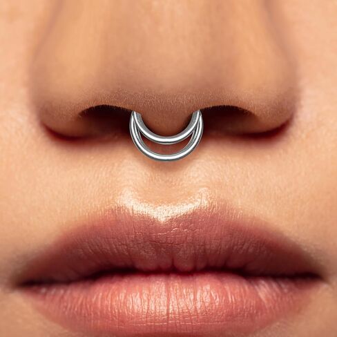 4 PCs Septum Ring Surgical Steel Daith Piercing Jewelry Set, Silver Septum Jewelry for Septum Piercing, Septum Clicker Daith Earring, 16G 8mm in Saudi Arabia
