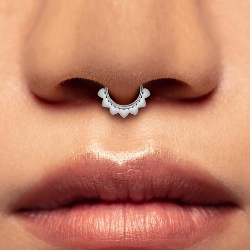 4 PCs Septum Ring Surgical Steel Daith Piercing Jewelry Set, Silver Septum Jewelry for Septum Piercing, Septum Clicker Daith Earring, 16G 8mm in Saudi Arabia