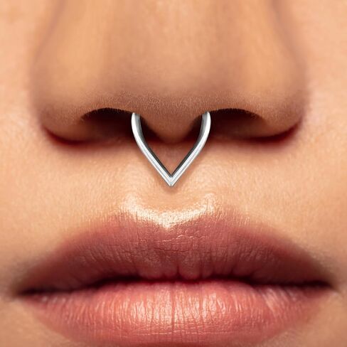 4 PCs Septum Ring Surgical Steel Daith Piercing Jewelry Set, Silver Septum Jewelry for Septum Piercing, Septum Clicker Daith Earring, 16G 8mm in Saudi Arabia