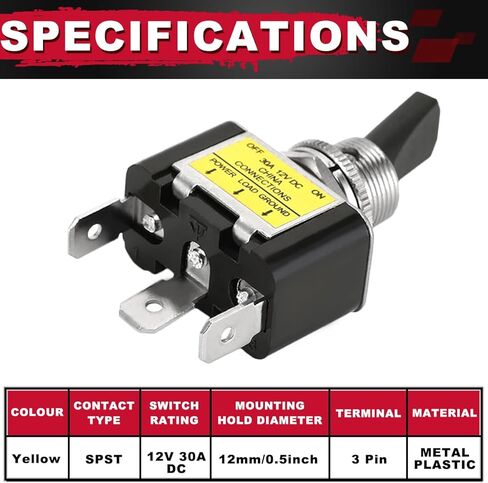 3 قطع مفتاح هزاز للخدمة الشاقة DC 12V 30A بولي LED مضاء معدني SPST ON OFF 2 موضع 3Pin 12mm/0.5 بوصة فتحة تركيب مع موصل للسيارات سيارة RV شاحنة UTV قارب in Kuwait