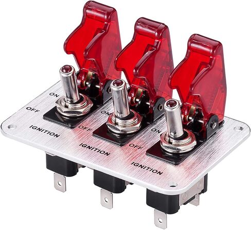 Toggle Switch,Dc 12v Metal wire drawing face plate Car Toggle Switch with LED Indicator For For Racing Sport Competitive Car (RED) in Kuwait