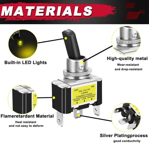 3 قطع مفتاح هزاز للخدمة الشاقة DC 12V 30A بولي LED مضاء معدني SPST ON OFF 2 موضع 3Pin 12mm/0.5 بوصة فتحة تركيب مع موصل للسيارات سيارة RV شاحنة UTV قارب in Kuwait
