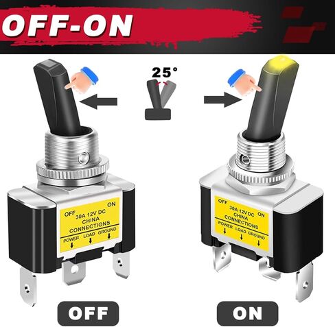3 قطع مفتاح هزاز للخدمة الشاقة DC 12V 30A بولي LED مضاء معدني SPST ON OFF 2 موضع 3Pin 12mm/0.5 بوصة فتحة تركيب مع موصل للسيارات سيارة RV شاحنة UTV قارب in Kuwait