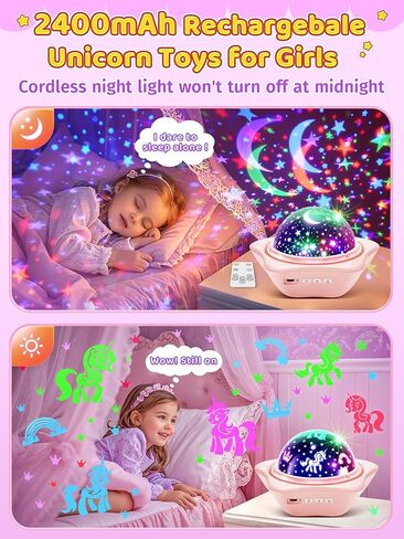 ضوء ليلي للأطفال، 90 مصباح ضوئي للأطفال، ضوء ليلي صامت 360 درجة، أضواء نجوم قابلة لإعادة الشحن للسقف، ضوء ليلي للأطفال الصغار مع مؤقت، ضوء ليلي وحيد القرن للفتيات in Kuwait