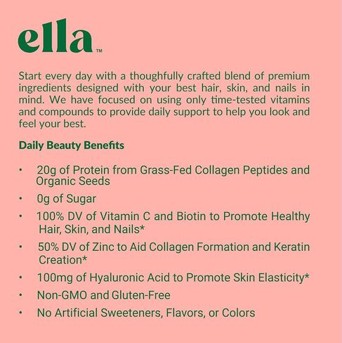 مسحوق بروتين الكولاجين من Naked Nutrition Ella Matcha Latte للنساء - مسحوق بروتين الجمال اليومي مع ببتيدات الكولاجين التي تتغذى على العشب - غير معدل وراثيًا، خالي من الغلوتين، بدون محليات صناعية - 20 حصة in Saudi Arabia