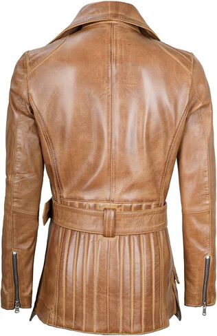 Decrum Asymmetrical Womens Leather Jacket - Belted Style Real Lambskin Leather Jackets For Women in Kuwait