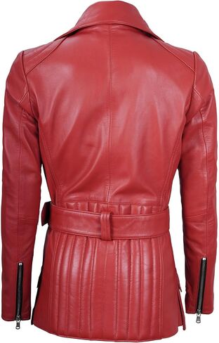 Decrum Asymmetrical Womens Leather Jacket - Belted Style Real Lambskin Leather Jackets For Women in Kuwait