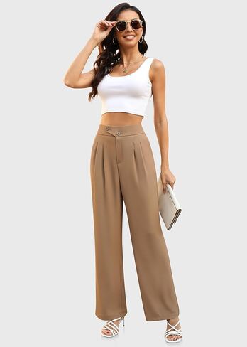 DIBAOLONG Womens Wide Leg Dress Pants High Waisted Work Business Casual Long Trousers with Pockets in Saudi Arabia