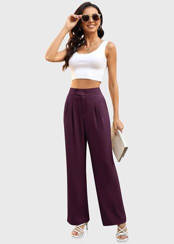 DIBAOLONG Womens Wide Leg Dress Pants High Waisted Work Business Casual Long Trousers with Pockets in Saudi Arabia