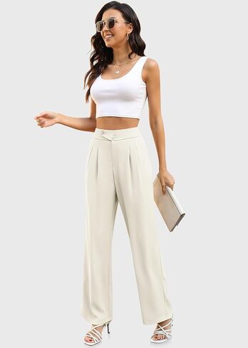 DIBAOLONG Womens Wide Leg Dress Pants High Waisted Work Business Casual Long Trousers with Pockets in Saudi Arabia