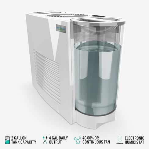 Vornado EVDC300 Energy Smart Evaporative Humidifier with Automatic Shut-off, 1 Gallon Capacity, LED Display & MD1-0002 Replacement Humidifier Wick (2-Pack),White in Kuwait