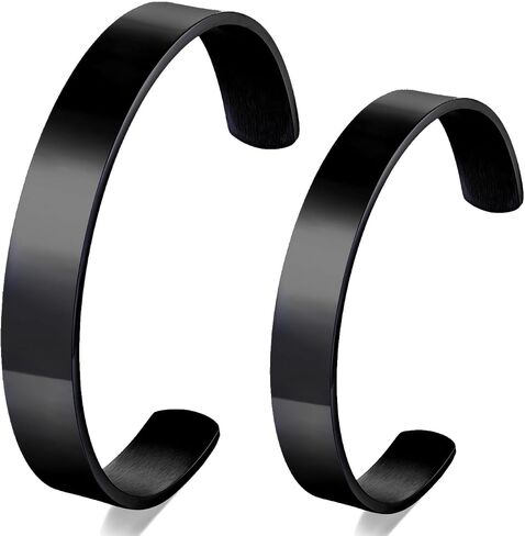 2 PCS Couples cuff bracelet Solid Minimalist Stainless Steel Cuff Bangle Bracelet designed for men women couples lovers in Saudi Arabia